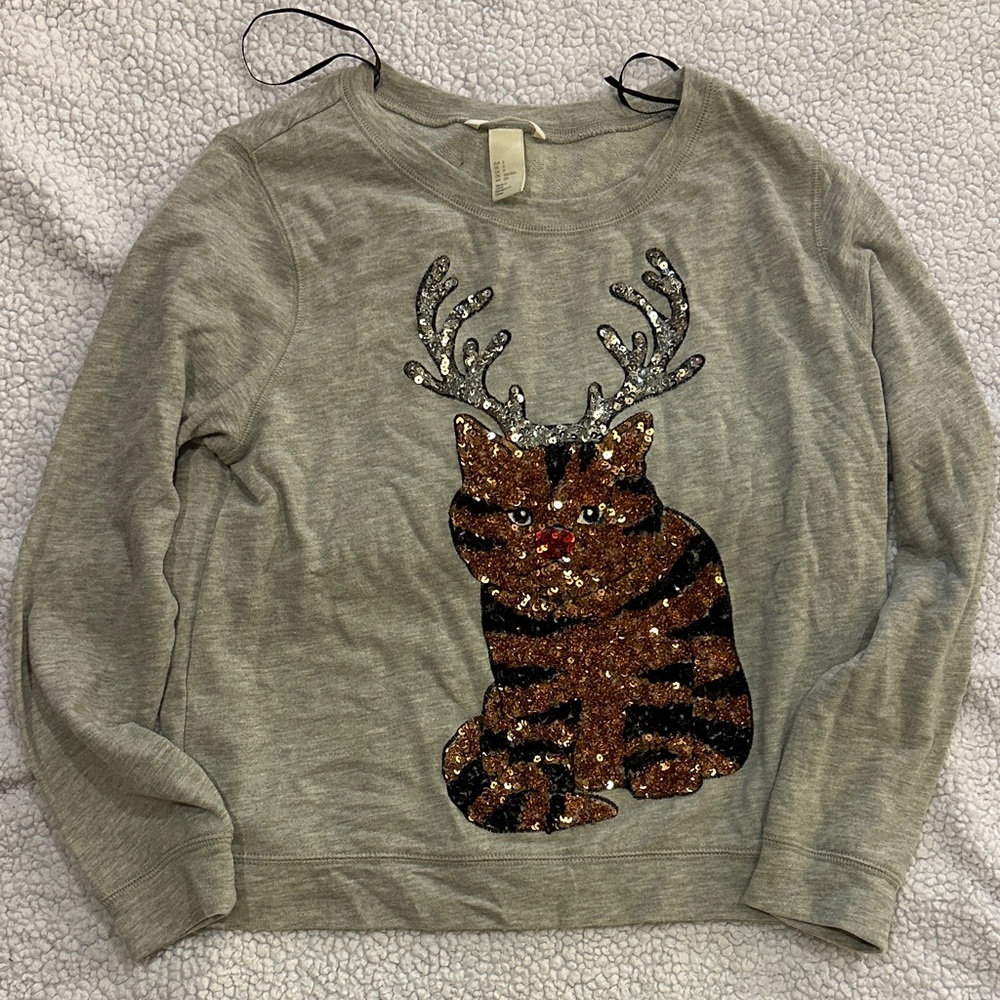 H&M sequin cat sweater/sweatshirt